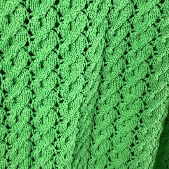 Talbots  Green V-Neck Cable Knit Long Sleeve Sweater Size Medium - Picture 4 of 6